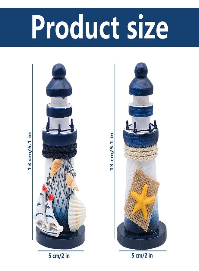 BLLREMIPSUR 2 PCS Mini Lighthouse Decor, Wooden Miniature Lighthouse Model, Nautical Theme Decoration for Bathroom, Baby Shower, Party, Kids Nursery - Image 2